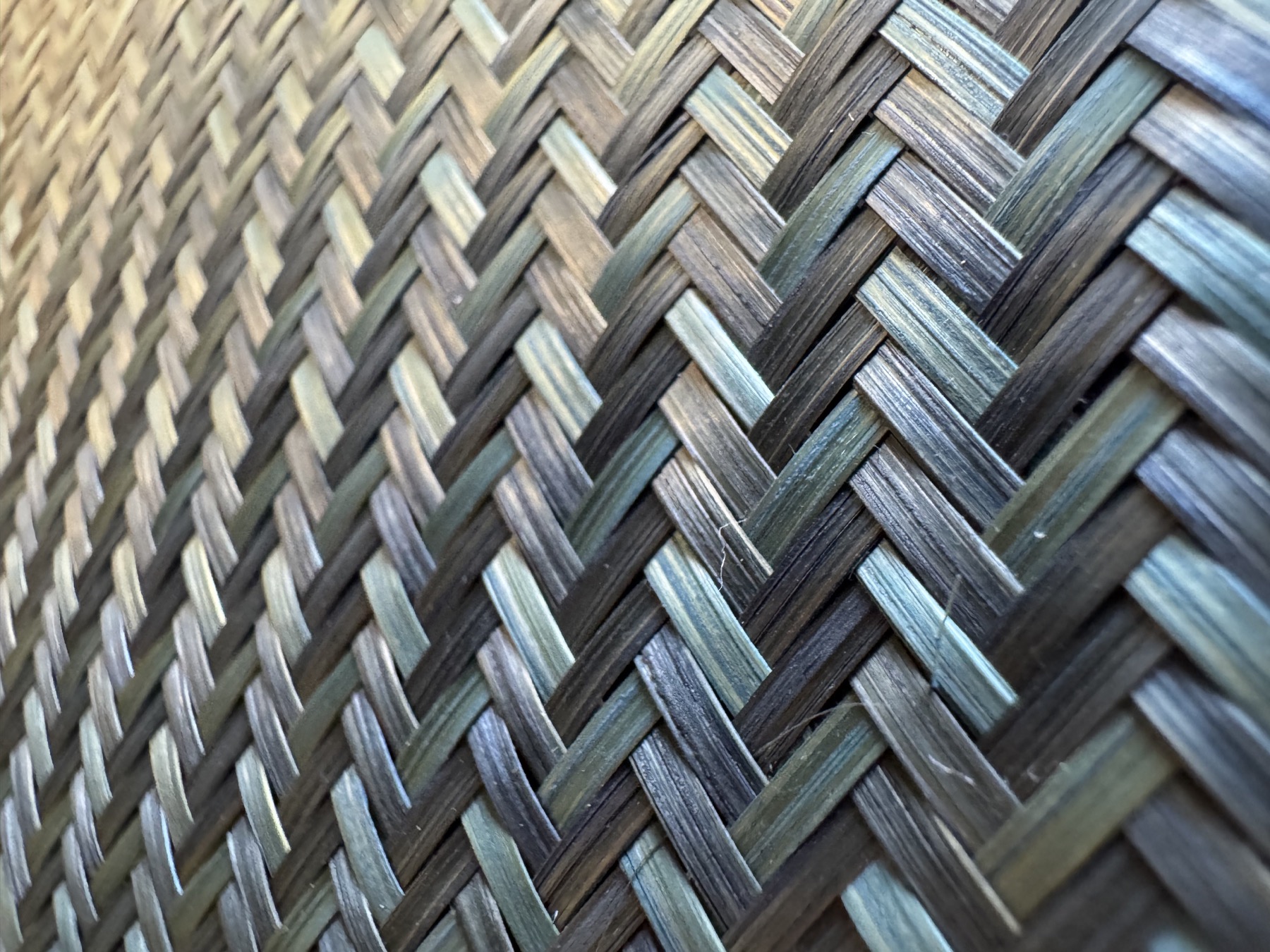 Darkened handwoven bamboo, macro detail